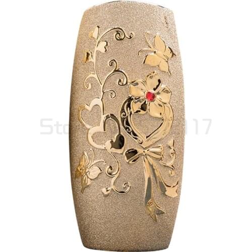 Butterfly flower golden ceramic vase living room floor oval vase porch fashion dried flower vase