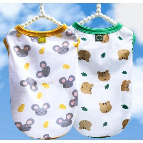 Breathable Dog Vest Cartoon Animal Printing Round Neck Polyester Adorable Puppy Blouse Shirt Small Dogs Clothes for Summer