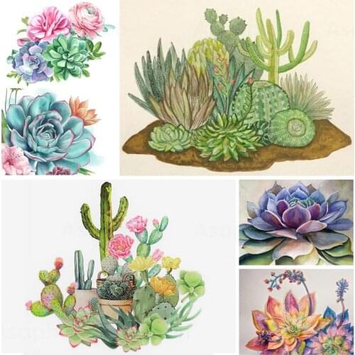 Green Plant Succulent Pot Culture Diy 5D Diamond Painting Full Square and Round Embroidery Mosaic Wall Art Handmade Home Decor