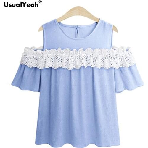 Plus Size Vacation Boho Bohemian Cold Shoulder Short Sleeve Lace Patch Blouse Summer Women Weekend Casual Shirt Top 4XL 5XL
