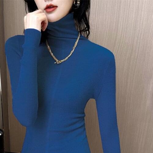 Womens Sweaters 2021 Autumn Thin Tops Korean Slim Female Jumper Turtleneck Long Sleeve Soft Knitted Pullover Pull Femme Spring