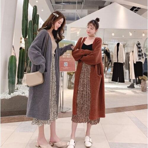 Spring Autumn Cardigan Pockets Fashion Women Solid Color Knitted Sweater 2021 New Sweet Style Ladies Sweaters Outwear Coat