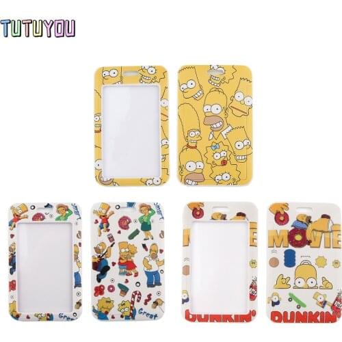 1pcs PC2750 Cartoon Pattern Donuts Lanyard Card Holder Student Hanging Neck Mobile Phone Lanyard Badge Subway Access Card Holder