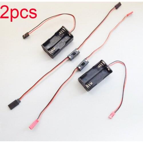 2 Pcs AA Power Battery Box 6V With Switch Wire AA Battery w/ JST/JR Plug Spare Parts For RC Car/Airplane/Boat Model DIY Receiver