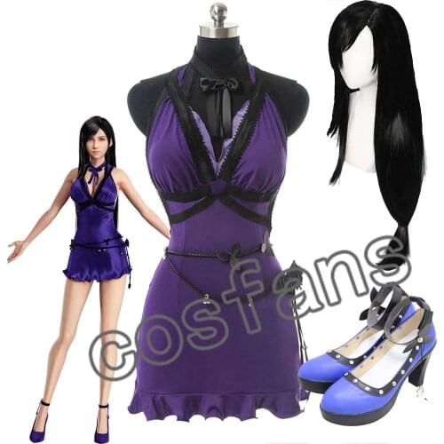 2020 Game Final Fantasy VII Remake Tifa Lockhart Cosplay Costume Dress Women Girls Halloween Carnival Party Outfit Free Shipping