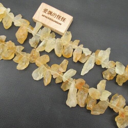 APDGG Natural Top-Drilled Yellow Citrine Rough Loose Beads 15.5" Strand Jewelry Making DIY