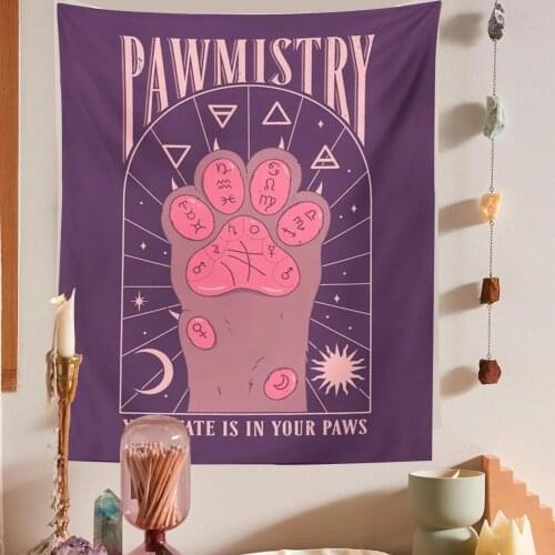 Hogar Tarot Cat Paws Tapestry Witchcraft Bohemian Style Tarot Tapestry Decoration Home Decoration Decoration Mural Tapiz Gobelin