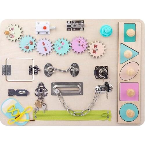 Montessori Busy Board for Toddlers Buckle Training Educational Sensory Board Fine Motor Skills Self-Care Basic Skills Ability