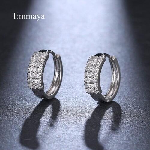 Emmaya Classic Style Circular Fahsion Ear Buckle Women Decoration Three Color Choice AAA Zirconia Wedding Party Dazzling Choice