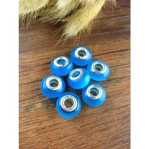 Hot Items!!! 500pcs/lot Lake Blue Opal Cat Eye Charms Big Hole Bead Fit Bracelets Beads Dia.:14mm Hole Dia.:5mm
