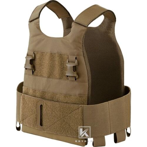 KRYDEX Tactical FCS Low Profile Plate Carrier Airsoft Wargame Lightweight Adapt System Low Vis Slick Vest W/ 2PCS Dummy Plate CB