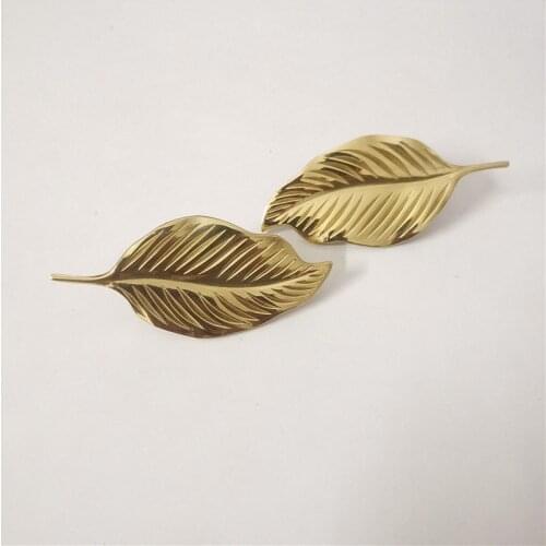 Bonjean Brass Leaf Shaped Furniture Drawers Cabinet Door Handle Storage Tea Cans Candy Jewelry Boxes Knob Furniture Handles