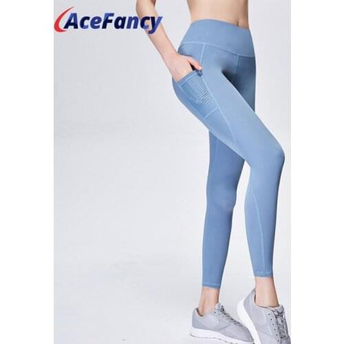 Leggings Sport Women Fitness Stretchy Leggings Seamless Tummy Control Acefancy 18-018 Women Yoga Pants with Pockets Sportswear