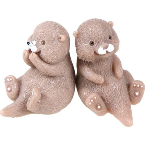Lovely Artificial Otter Model Mini Figurine Cartoon Animal Fairy Garden Home Miniature Ornament Desk Office Decoration Accessory