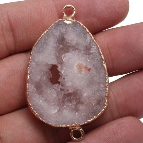 Fashion Natural Druzy Agates Connector Charms Pendant Irregular Quartz Crystal Pendants for DIY Jewelry Making Necklace Gifts