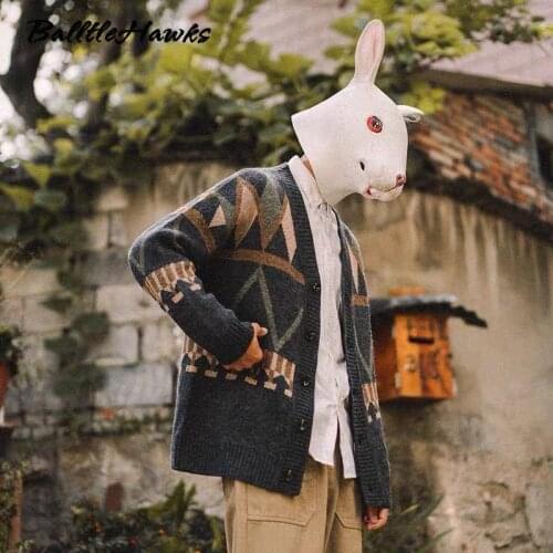 Men Patchwork Winter Cardigan 2021 Autumn Mens Harajuku Korean Fashion Oversize Knitted Sweater Male Button Coats