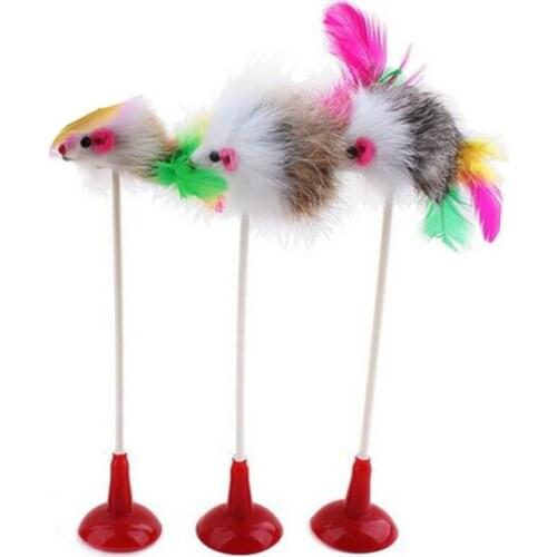 20CM Sucker Mouse Funny Cat Toy Plastic Stick Vertical Can Absorb Ground Pet Feather Toys