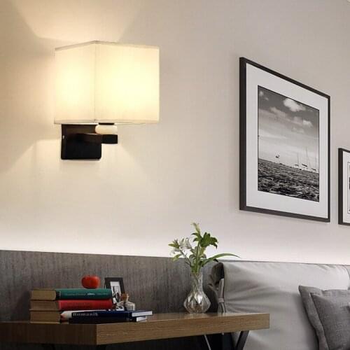 Nordic wall lamp for Home Bedroom Single head wall light LED E27 AC11V 220V bedside wall lights Cloth sconce Indoor lighting