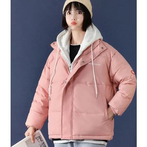 2021 New Short Winter Jacket Womens Parka Hooded Clothing Solid Cotton Thick Warm Down Padded Jacket Casual Outwear Female Coat