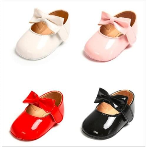 New Baby Girls Shoes PU leather Infants First Walkers Soft Soled Non-slip Crib Shoes Newborn Girls Princess Shoes