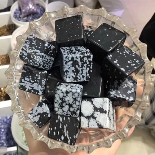 Wholesale Natural Cheap Snowflake Obsidian Tumble Stone Popular Black Obsidian Gravels Worry Stone For Garden Decorations