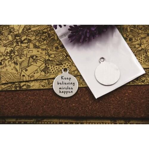 20pcs--stainless steel charms"keep believing mircles happen "5 style for choosing DIY Charms Pendants