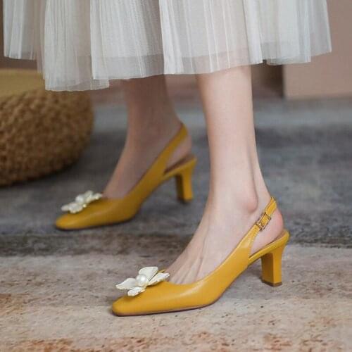 QPLYXCO Leather Gladiator Sandals 2021 Elegant Pointed Toe Genuine Leather Pumps High Quality Wedding Party Women Shoes D-8806