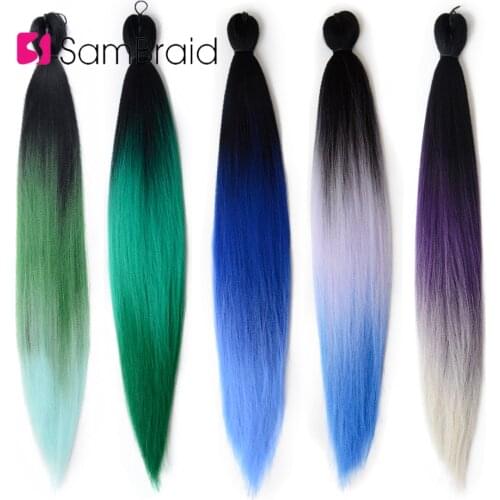 Sambraid Easy Braid synthetic Hair For Braid Pre-Stretched Ombre Crochet Braid Hair Extensions 24inch For Black Women