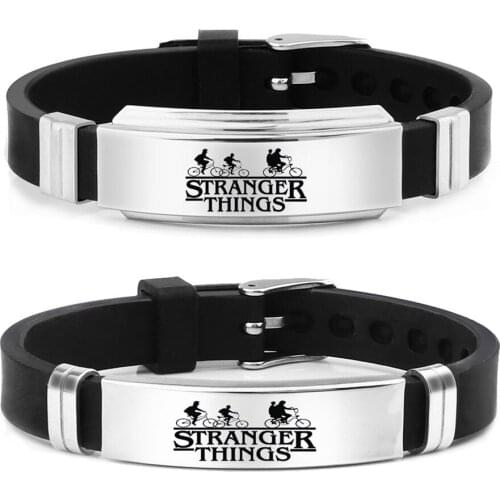 Stranger Things Silicone Bracelet Stainless Steel Pendant Fashion High Quality Jewelry Popular Bicycle Pattern Christmas Gift