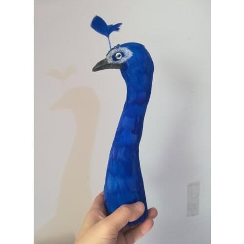 Cute simulation blue peacock head model foam&feather real life peacock bird head gift about 27cm xf2649