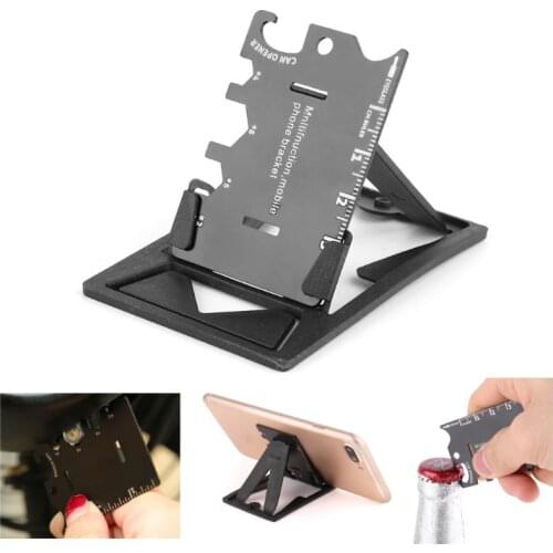 Folding Mobile Phone Bracket Mini EDC Tool Card Bottle Opener Screwdriver Wrench