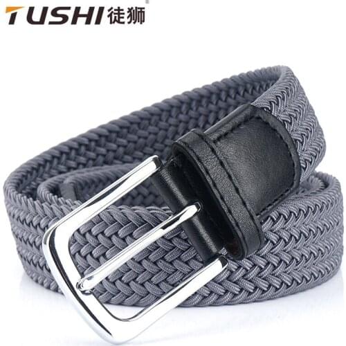 2021 Hot Sell 3.4wide Canvas Weave Elastic Belt Popular Leisure Unisex Students Waistband Simple High Quality Alloy Buckle Strap