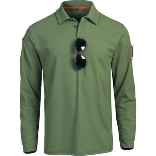 Military Shirts Outdoor Special Forces Tactical Tops Men T Lapel Solid Color Long Sleeve Thin Breathable Physical Training Suit