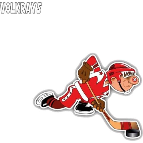 Volkrays Cartoon Car Sticker Cute Boy Hockey Player Accessories Reflective PVC Decal for Motorcycle Golf 4 Mini Cooper,9cm*11cm