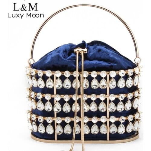 Women Hollow Out Metal Basket Evening Bag Wedding Luxury Crystal Clutch Purse And Handbag Mini Banquet Lady Hand Bag Bolas X567H