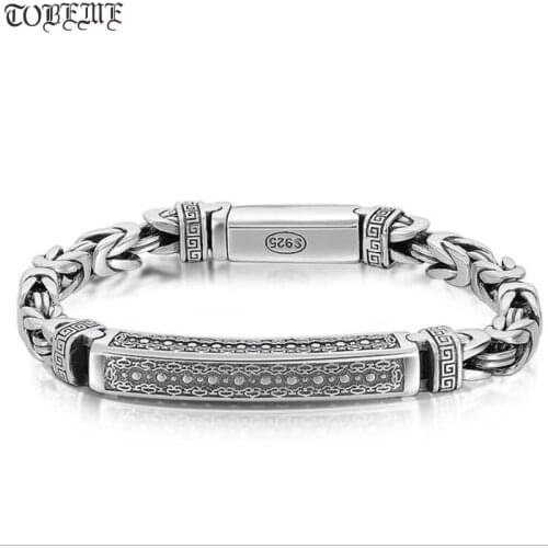 100% 925 Silver Longevity Bracelet Vintage 925 Sterling Bracelet Lucky Symbol Bracelet