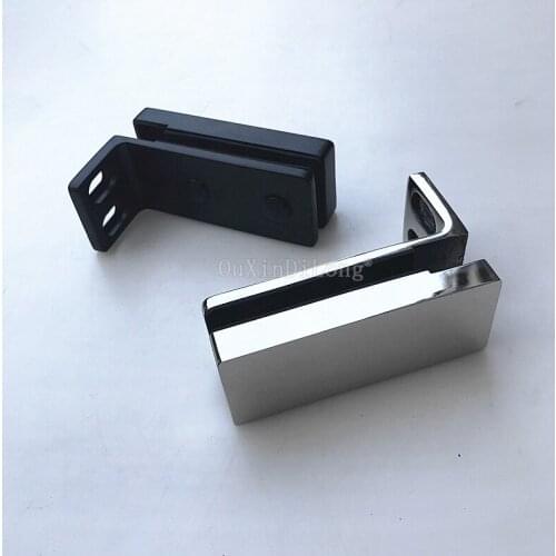 2PCS 304 Stainless Steel 90 Degree Hinges Bathroom Wall to Glass Fixed Hinge Dumb Black/Polish Chrome for Choose JF1735