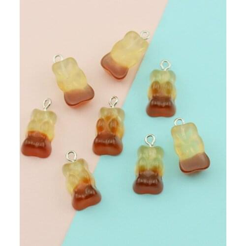 20Pcs Kawaii Bear Candy Flatback Resin Cabochon Fake Food Necklace Charms DIY Scrapbooking Embellishment Decoration Craft