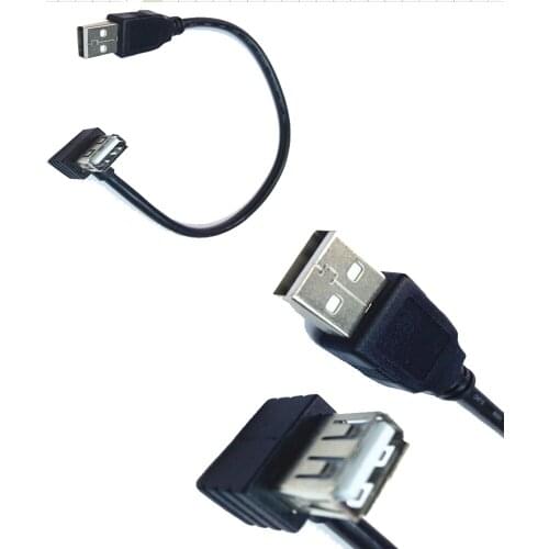 25cm USB 2.0 A female up angle plug to USB A male extension cable