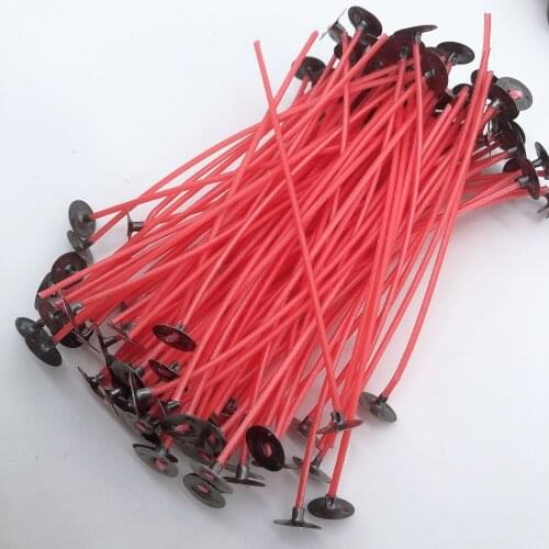 50/100pcs 12cm Lamp Wick Pre Colorful Unique Red Soy Wax Quality Candle Wicks Cotton Core Waxed for DIY Candles Making Gifts