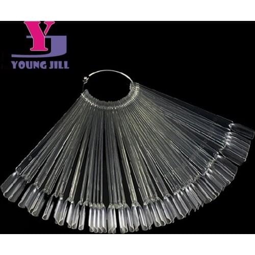 50PC Transparent Nail Display False Nail Art Clear Fan Wheel Polish UV Gel Practice Tip Sticks Fake Nails Beauty for Women Lady