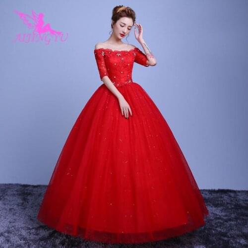 AIJINGYU 2021 communion Customized new hot selling cheap ball gown lace up back formal bride dresses wedding dress WK249