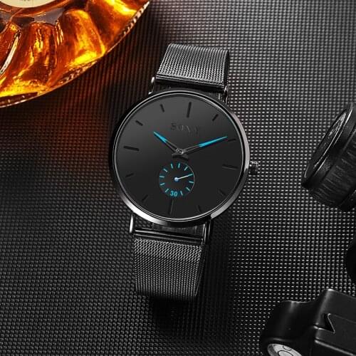 Minimalist Fashion Ultra Thin Watches For Men Business Sport Small Dial Steel Mesh Mens Watch Clock Mens Watches Reloj Hombre