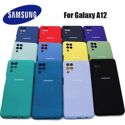 Samsung Galaxy A12 Case Liquid Silicone Cover Silky Soft-Touch Finish Back Protective Phone Shell SM-A125F With logo