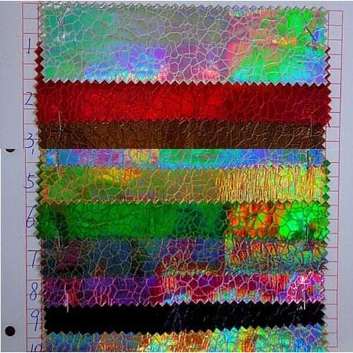 Colorful Large crack fabric / Laser crack glitter / popular fabric / holographic rainbow leather/ pu leather / leather materials