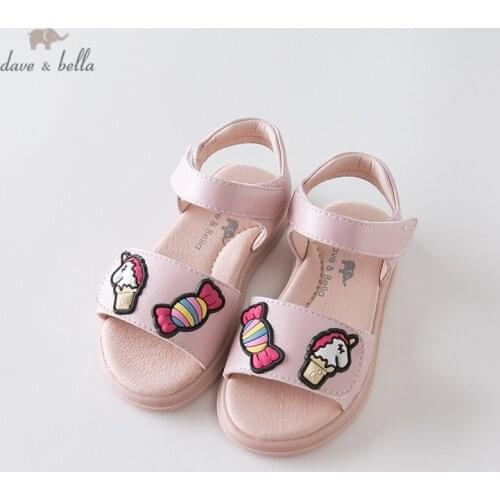DB13467 Dave Bella summer baby girls fashion sandals new born infant shoes sandals cartoon appliques shoes