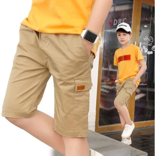 3-15Yrs Kids Pants Cotton Summer Thin Outer Wear Mid-pants Casual Boys Summer Overalls Childrens Capris Wash Water Cargo Pants