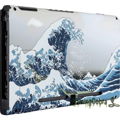 Soft Touch Grip The Great Wave Console Back Plate DIY Replacement Shell Case with Kickstand for Nintendo Switch Console