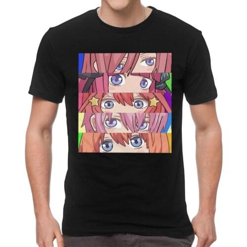 5 Go Toubun No Hanayome T Shirts Men Short Sleeve Cotton T-shirt The Quintessential Quintuplets Nino Nakano Tee Novelty Tshirt