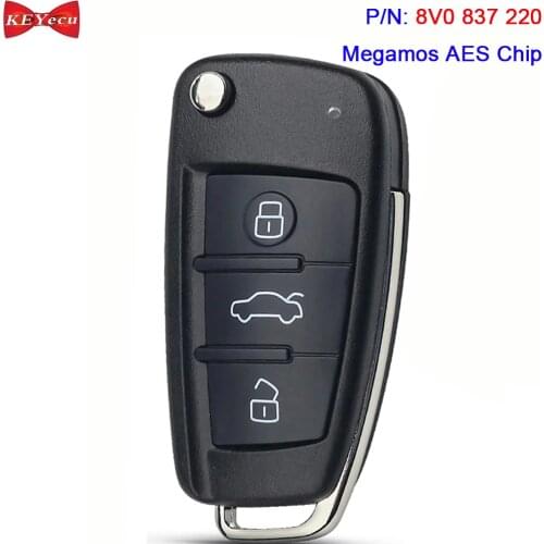 KEYECU for Audi A3 S3 2012 2013 2014 2015 Remote Key Fob 8V0 837 220 / 8V0837220 433MHz ASK Megamos AES Chip Without Keyless